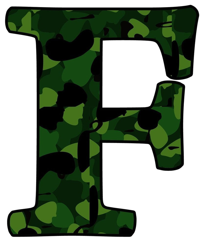 VWAQ Camoflauge F Wall Decal Peel and Stick Military Camo Pattern Wall Letter