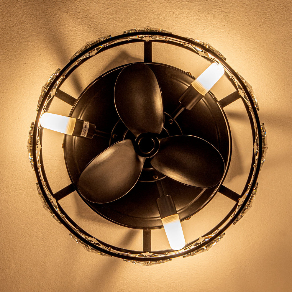 12.2 in. Indoor 3-Blade Crystal Ceiling Fan With Light and Remote Control