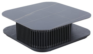 Modrest Chip Modern Black Ceramic + Black Ash Square Coffee Table