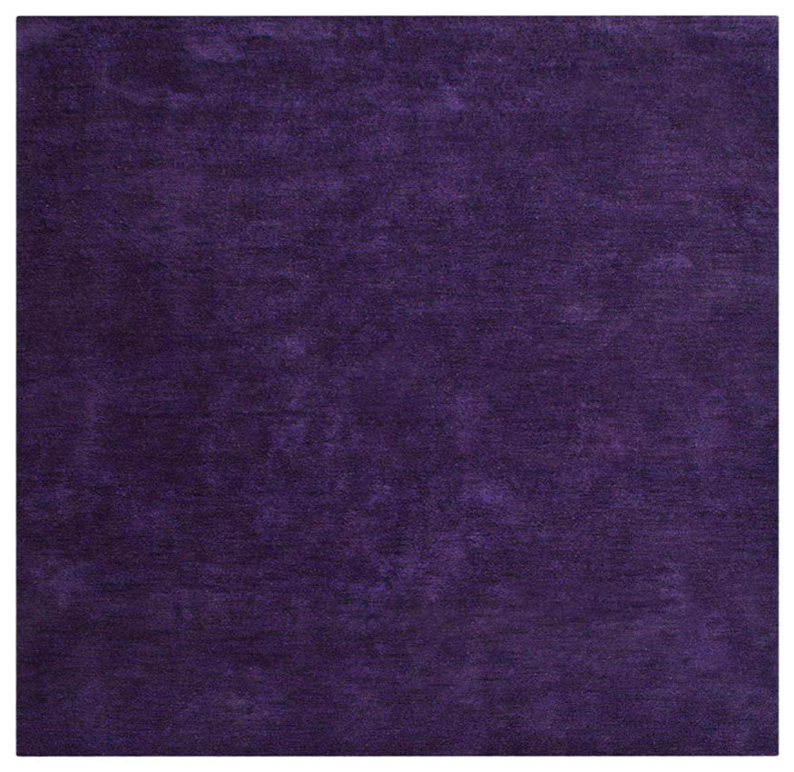 Hand Knotted Loom Silk Area Rug Solid Purple
