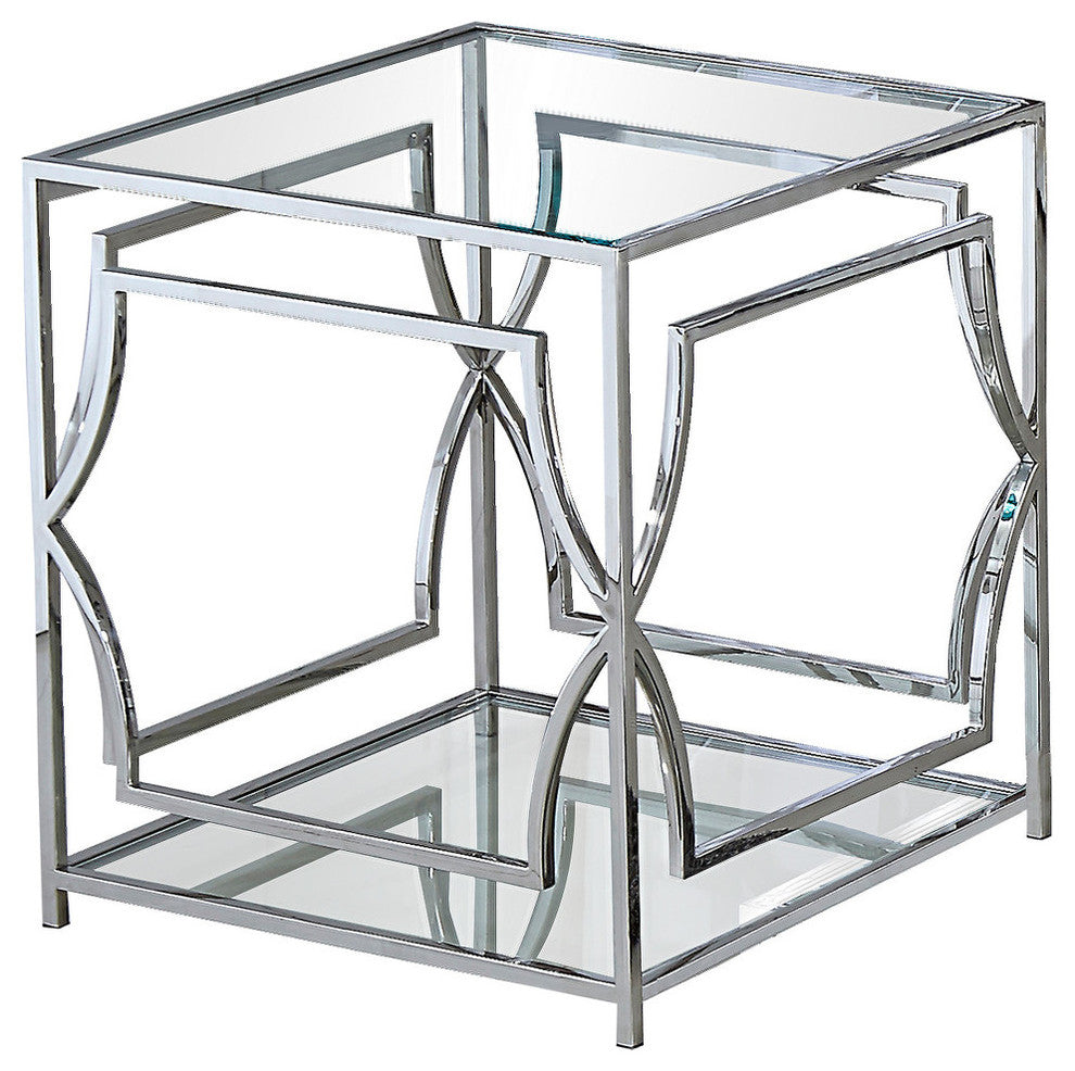 Abigail Silver With Glass Living Room End Table