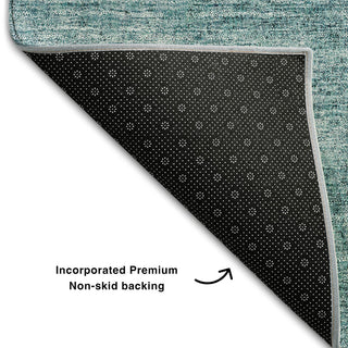 Premium Machine Washable Mayfield AMF696 Teal 8' x 8' Round Rug