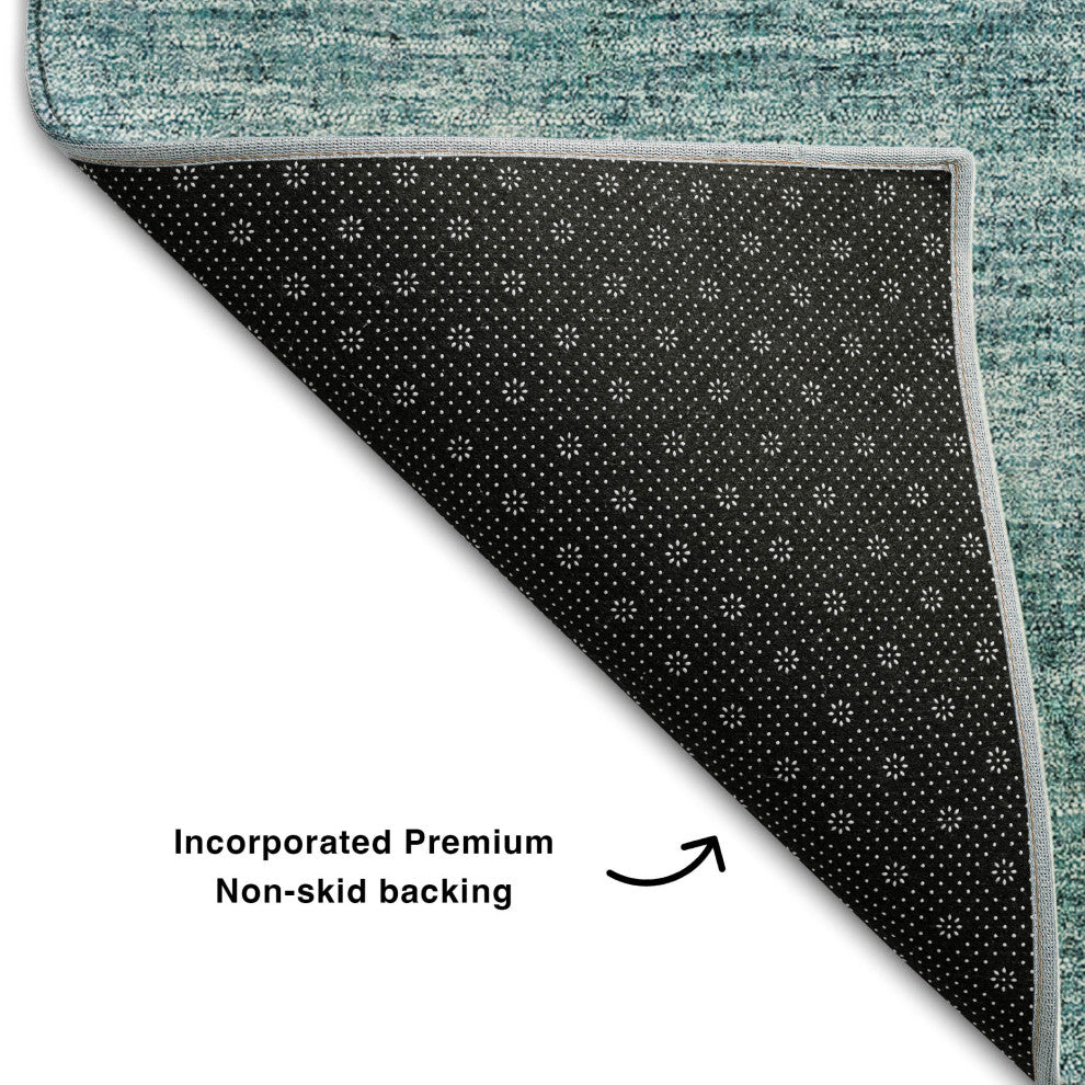 Premium Machine Washable Mayfield AMF696 Teal 8' x 8' Round Rug