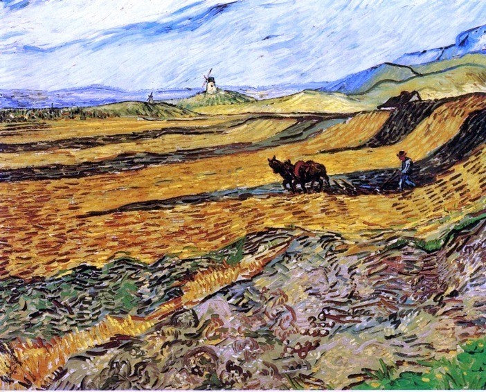 Vincent Van Gogh A Field and Ploughman and Mill Wall Decal
