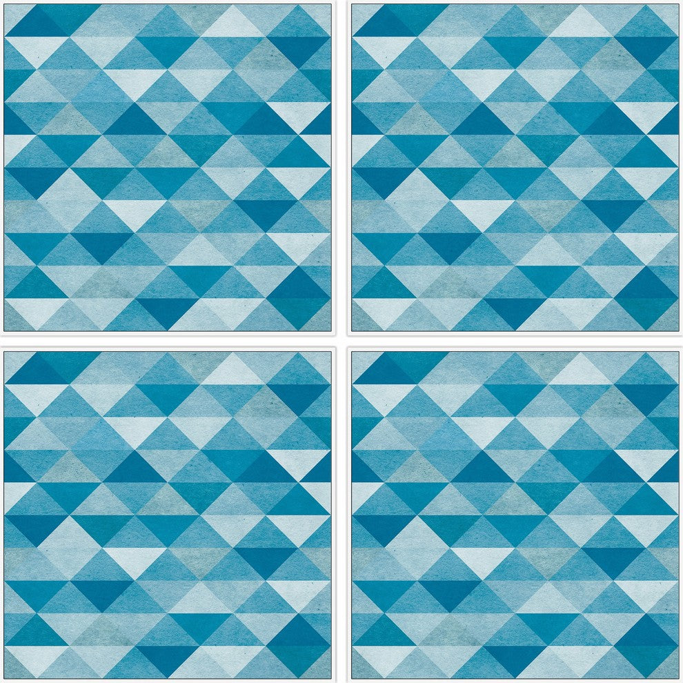 Blue Triangles Quadriptych, 40x40