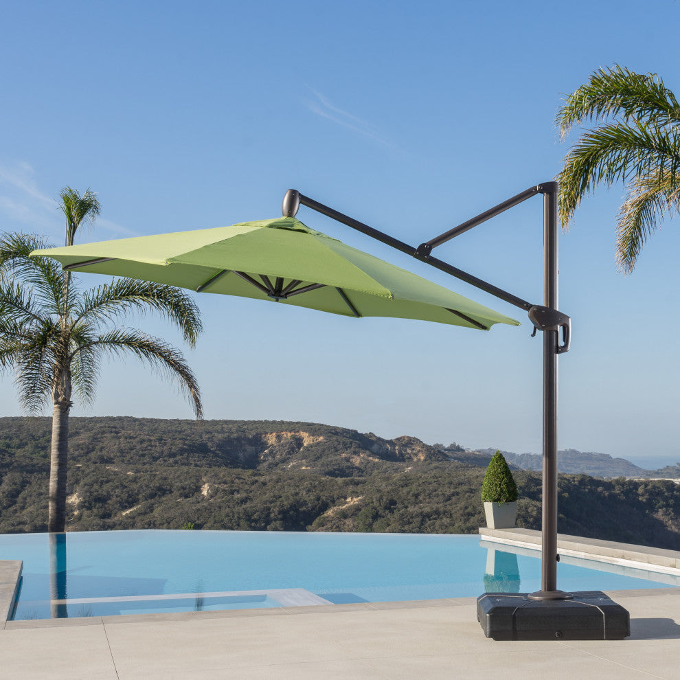 Modular 10ft Sunbrella Outdoor Round Patio Umbrella, Ginkgo Green