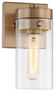 Intersection 1-Light Vanity, Burnished Brass With Clear Glass