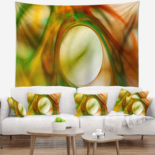 Circled Green Psychedelic Texture Abstract Wall Tapestry, 39"x32"