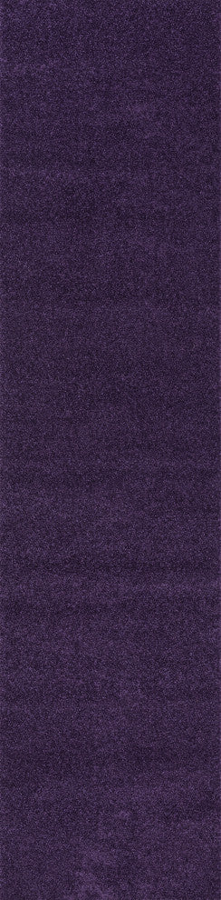 Haze Solid Low-Pile Purple 2 ft. x 12 ft. Runner Rug