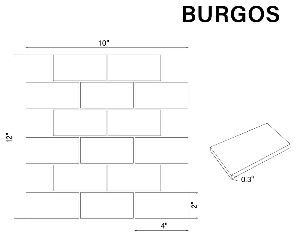 Burgos White Marble Mosaic Floor and Wall Tile, Box of 11