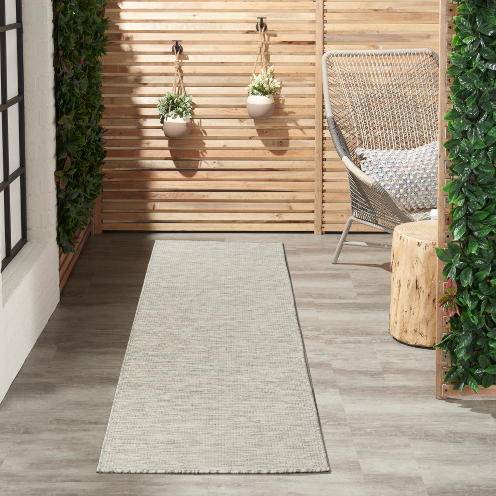 Nourison Positano Contemporary Area Rug, Light Gray, 2'2"x8' Runner