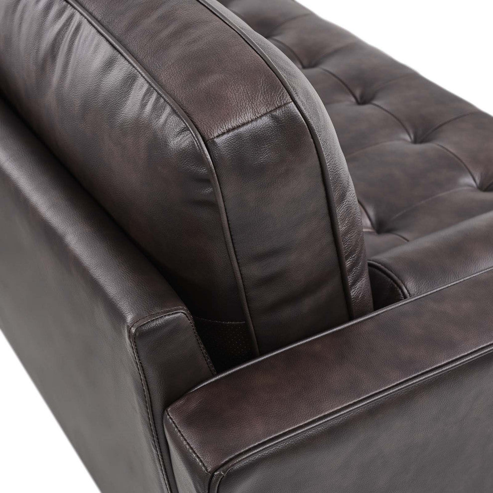 Valour 78" Leather Apartment Sectional Sofa, Brown
