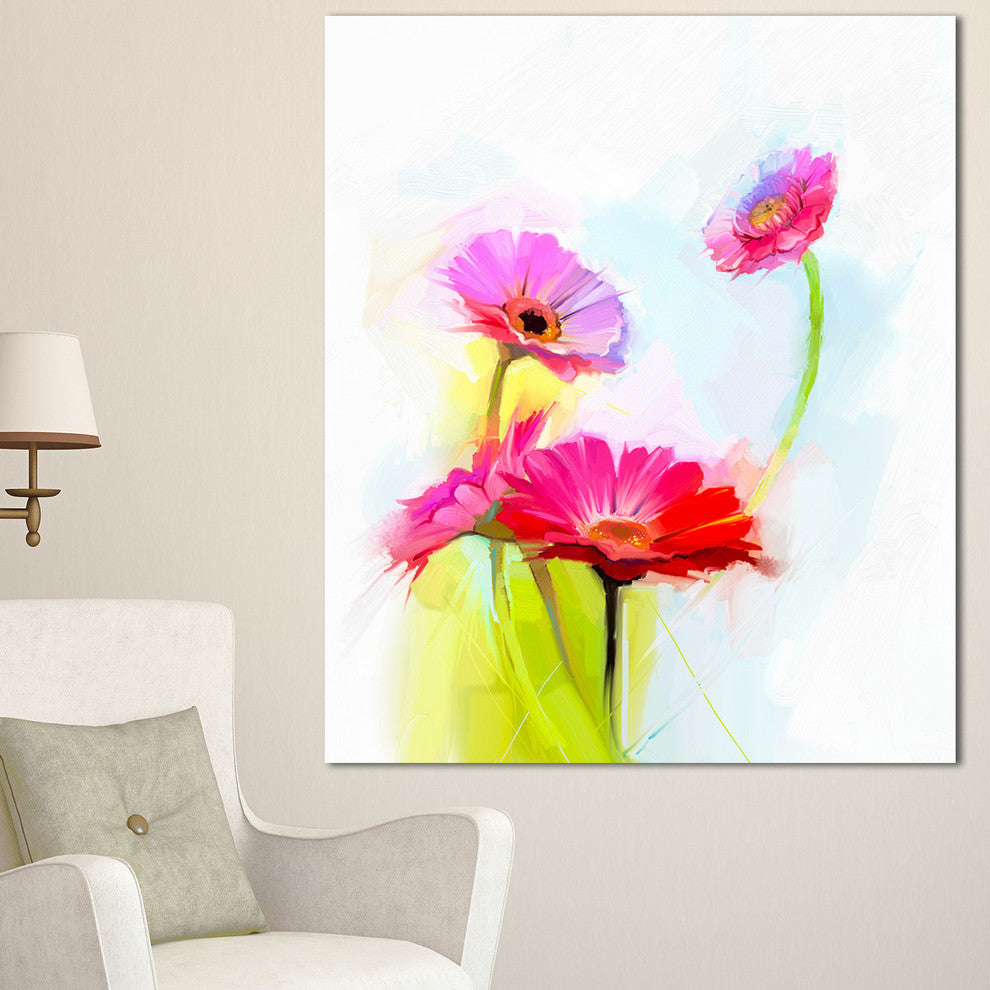 Still Life Cute Red Gerbera Flowers, Large Floral Canvas Art Print, 30"x40"
