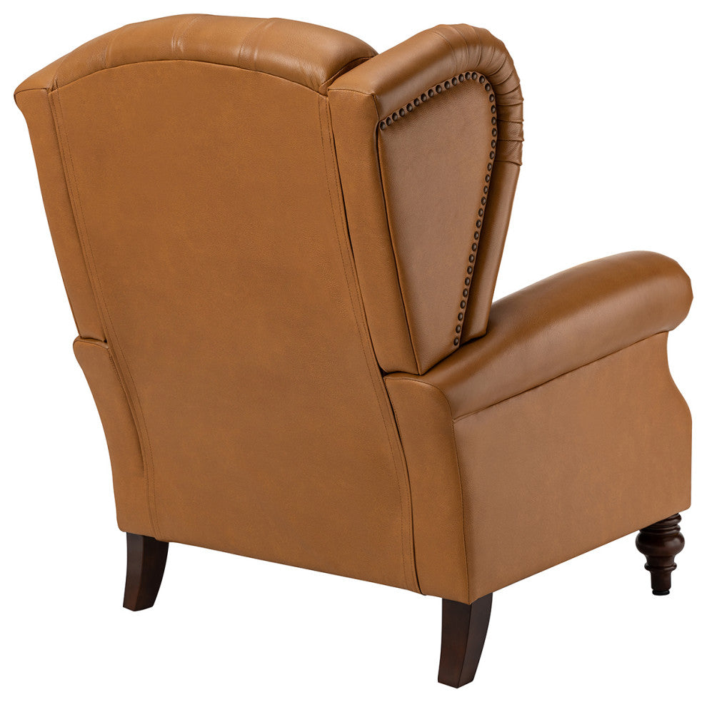 33" Wide Genuine Leather Armchair, Camel