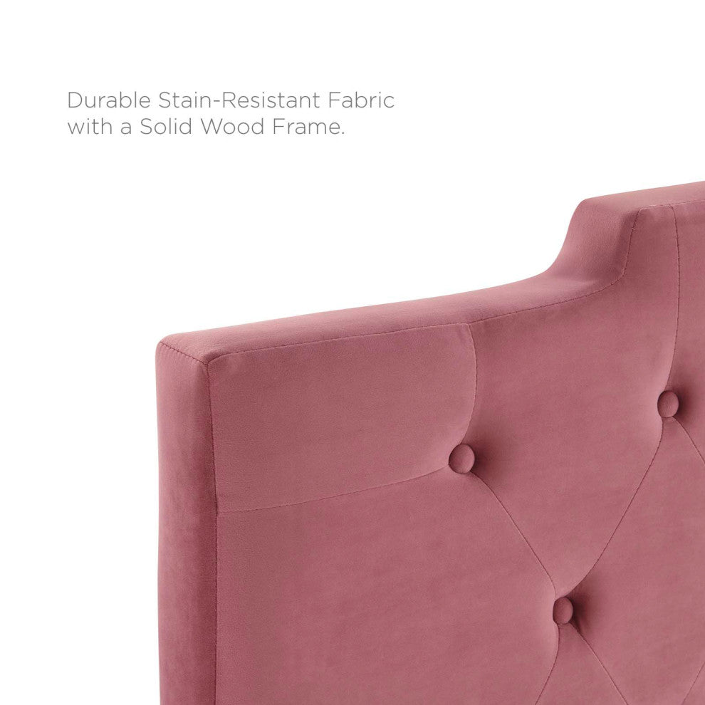 Juliet Tufted Twin Performance Velvet Headboard-Dusty Rose