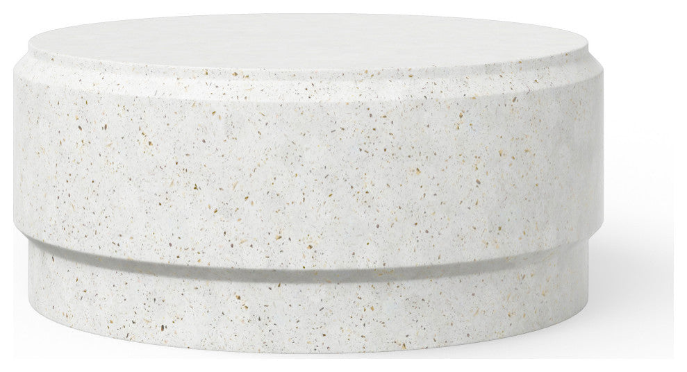Mixx, Barrel 39" Coffee Table, Ivory Terrazzo
