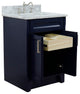25" Single Sink Vanity, Blue Finish With White Carrara Marble And Oval Sink