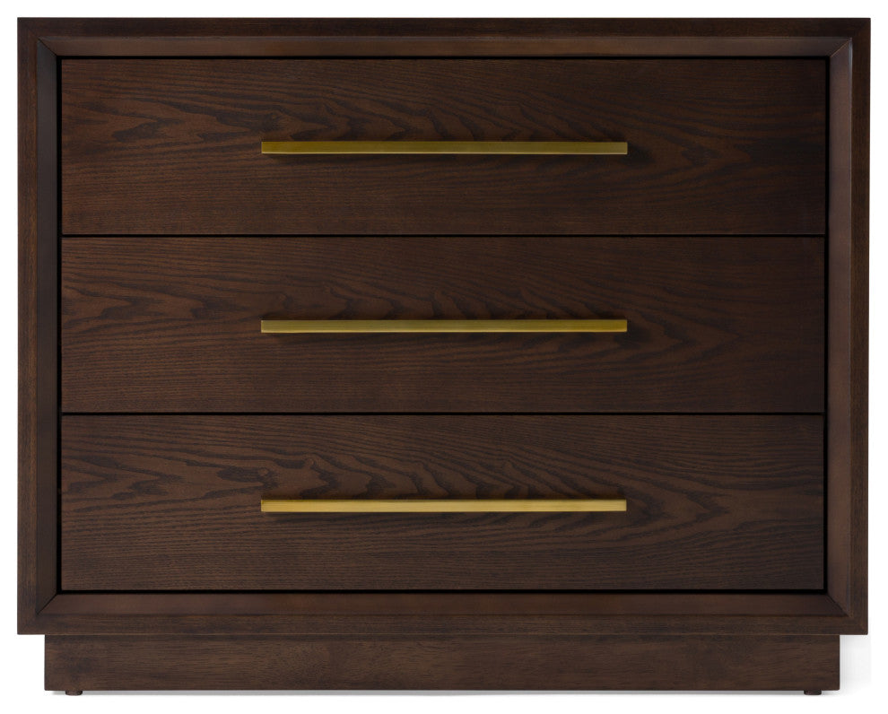 Modrest Manhattan Contemporary Cherry and Gold Nightstand