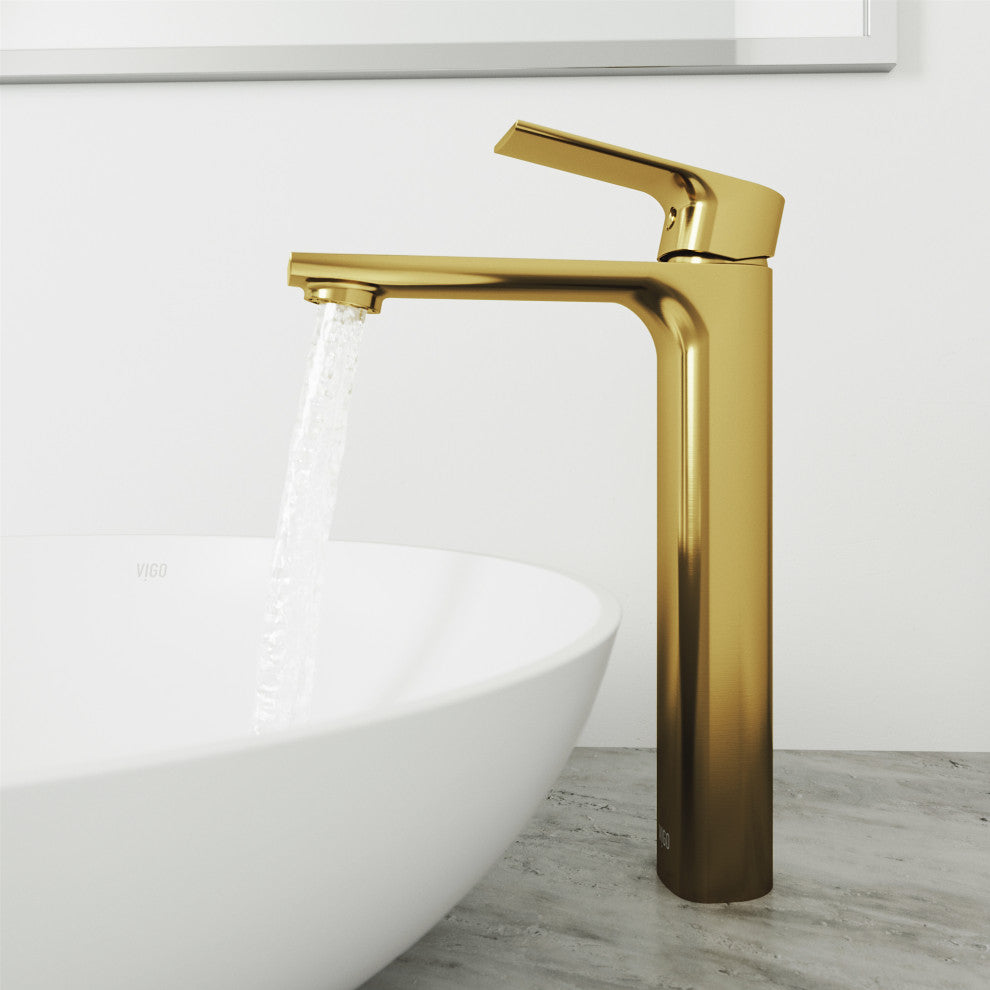 VIGO Norfolk 11" H Single Handle Single Hole Bathroom Vessel Faucet, Matte Brushed Gold