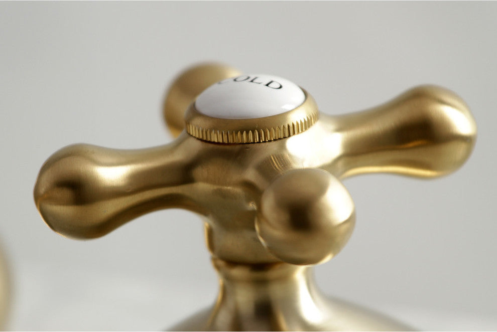 Kingston Brass Widespread Bathroom Faucet With Brass Pop-Up, Brushed Brass