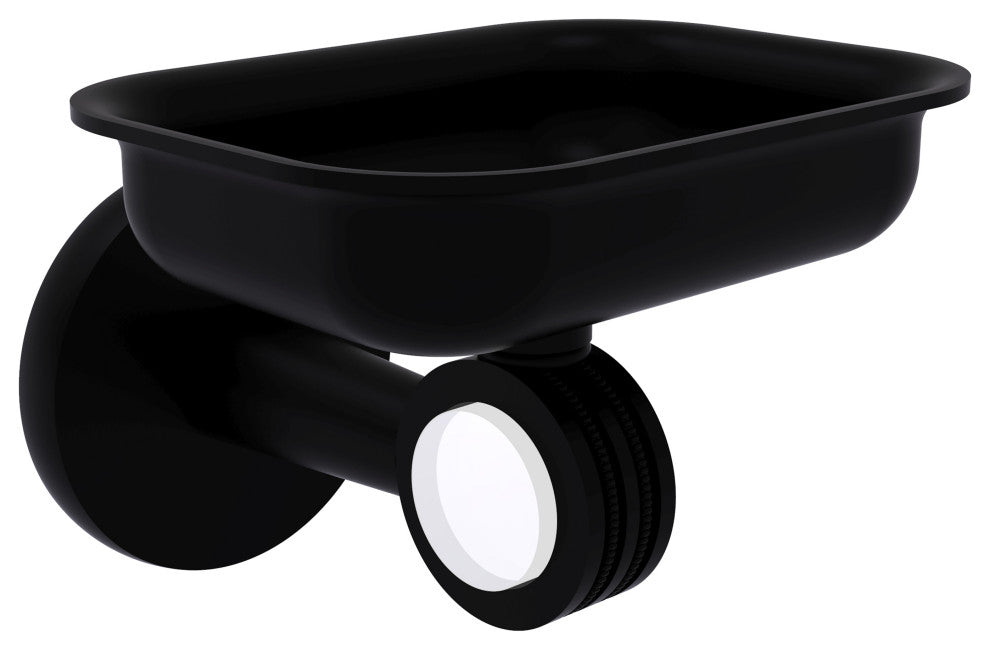 Clearview Wall Mounted Soap Dish Holder with Dotted Accents, Matte Black