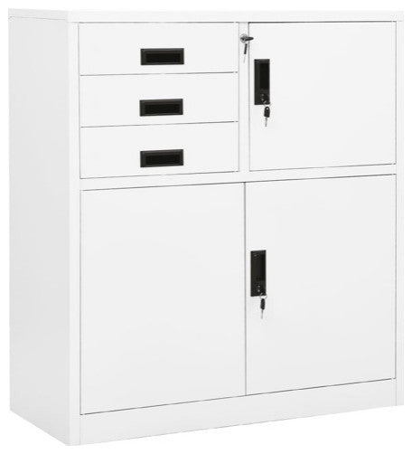 vidaXL Office Cabinet White 40.2" Steel Office File Storage Cabinet Furniture