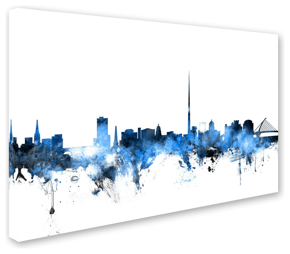 Michael Tompsett ''Dublin Ireland Skyline White'' Canvas Art, 22x32