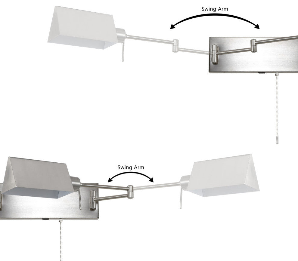 22" 1-Light Swing Arm Plug-In or Hardwired Iron LED Sconce With Pull-Chain