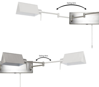 22" 1-Light Swing Arm Plug-In or Hardwired Iron LED Sconce With Pull-Chain