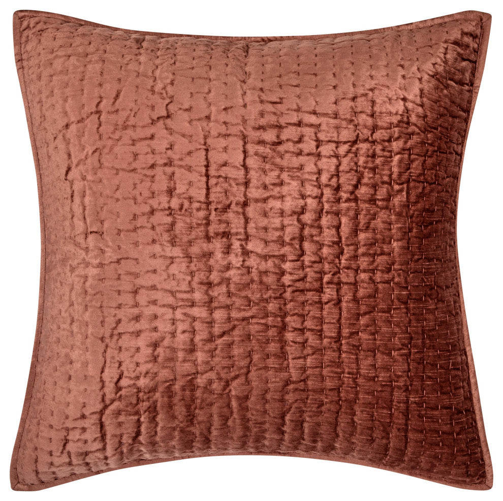 Dimitry 100% Rayon Velvet Shams by Kosas Home, Terra Cotta, Euro