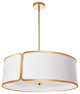 4 Light Gold Notched Drum Pendant, White Shade and Diffuser