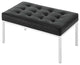 Lounge Accent Chair Bench, Faux Vinyl Leather Metal Steel, Black Silver