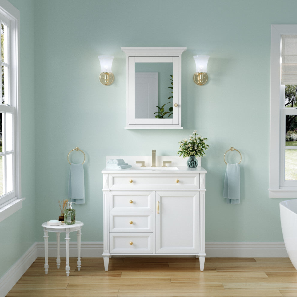 Handmade Solid Wood Medicine Cabinet with Ample Storage Space in White, 24"x30"