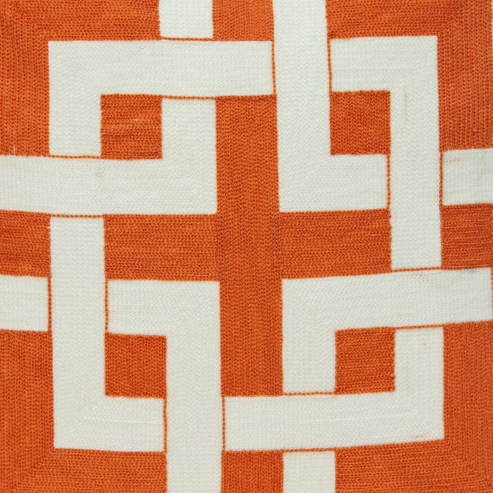 HomeRoots 20" x 0.5" x 20" Transitional Orange And White Accent Pillow Cover