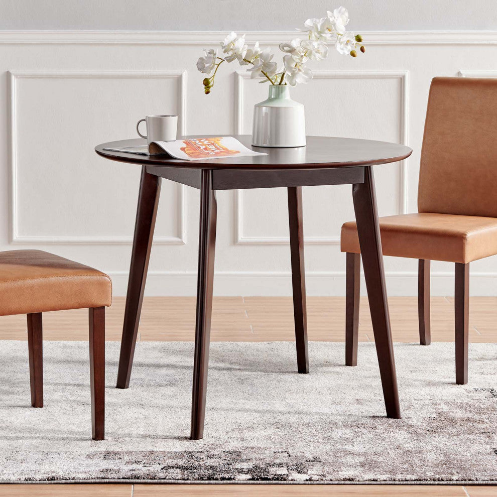Dining Table, Round, Wood, Drak Brown, Modern, Bistro Restaurant Hospitality