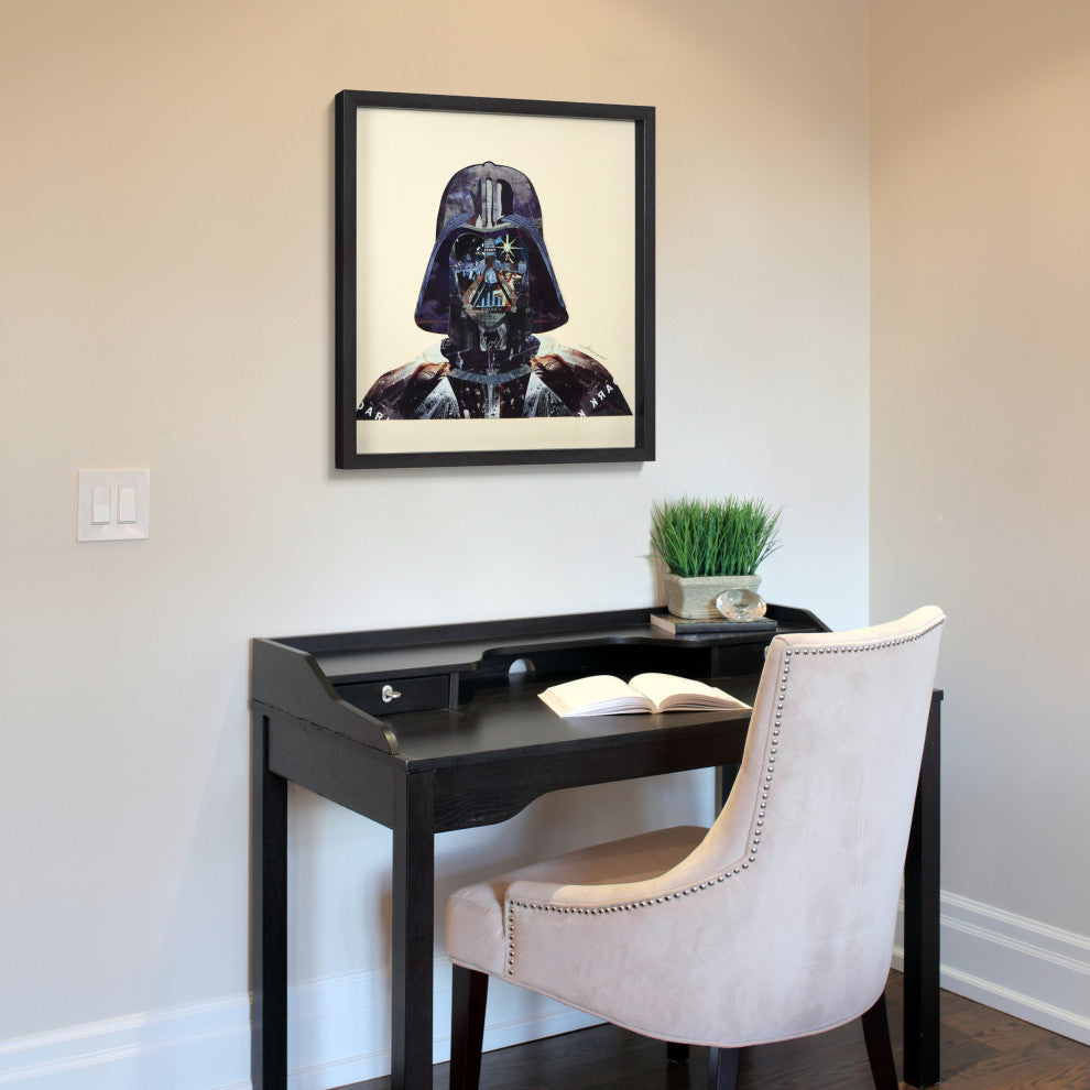 "Dark Side" Handmade Collage Framed Wall Art Under Glass Signed by Alex Zeng