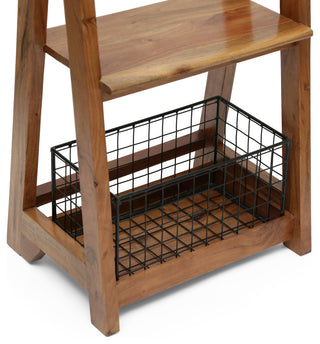 Motson Modern Industrial Handcrafted Acacia Wood Coat Rack with Bench Storage