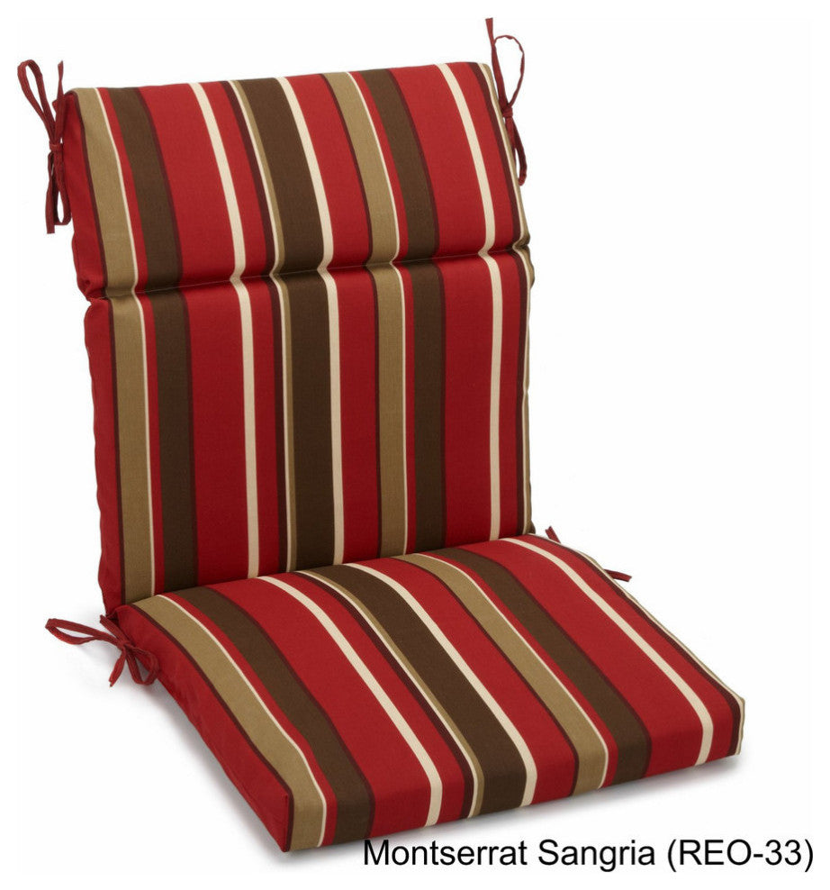 22"x45" Outdoor Squared Seat/Back Chair Cushion, Montserrat Sangria