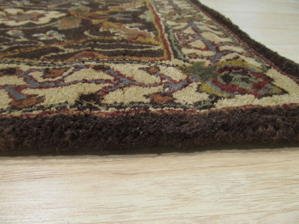EORC Hand-tufted Wool Brown Traditional Oriental Morris Rug, Rectangular 4'x6'