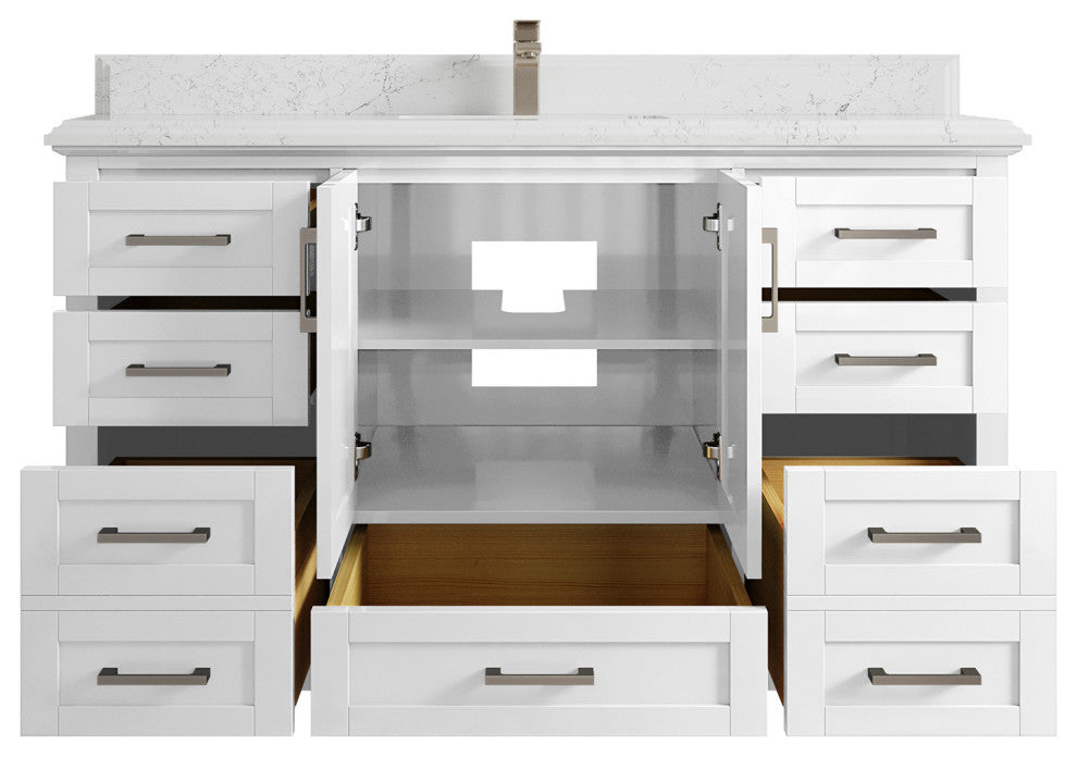 Boston 60 Single Bathroom Vanity in White 1.5" Empira Quartz