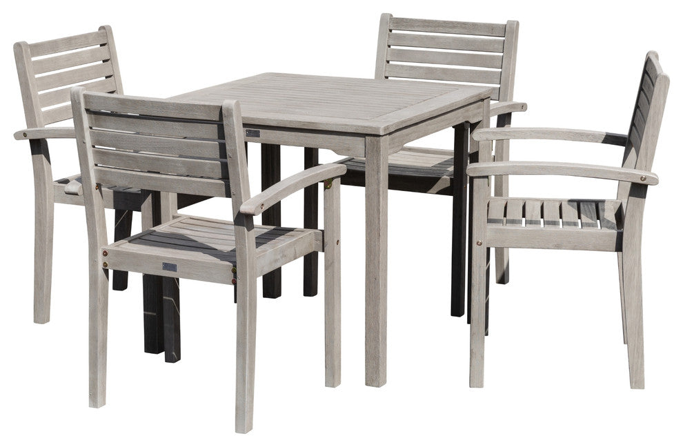 DTY Outdoor Living Leadville 5-Piece Eucalyptus Dining Set, Driftwood Gray