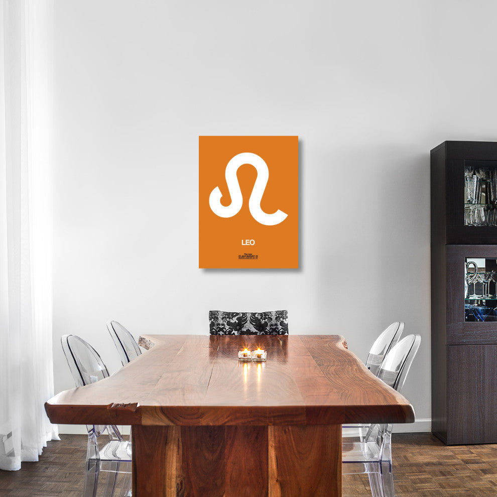 "Leo Zodiac Sign White on Orange" Fine Art Print