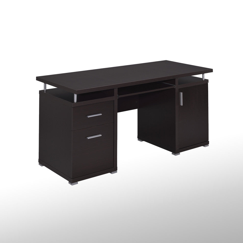 Computer Desk with 2 Drawers and Cabinet, Cappuccino