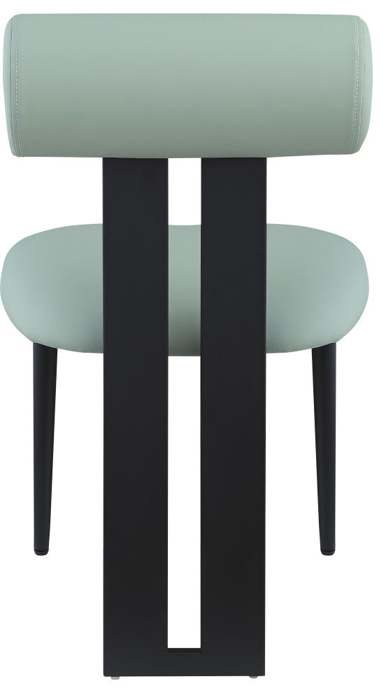 Dario Upholstered Dining Chair, Set of 2, Mint, Vegan Leather, Matte Black