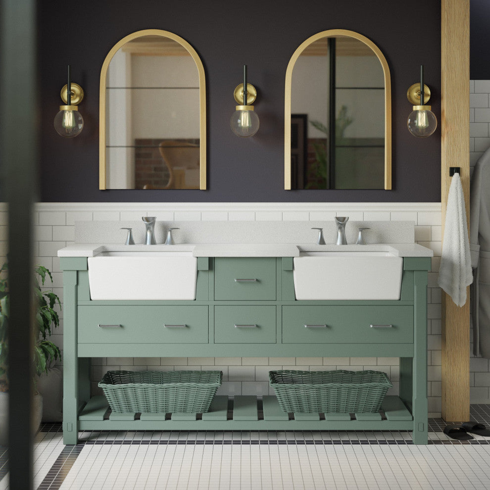 Charlotte 72" Bathroom Vanity, Sage Green, Quartz