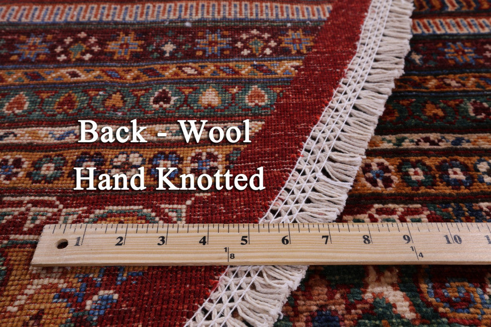 10' Round Khorjin Super Kazak Handmade Rug Q9953