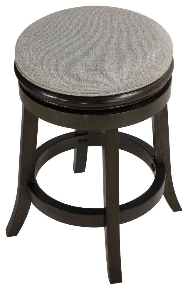 Clyffe Backless Swivel Counter Stool, Solid Wood, 24" Gray Fabric