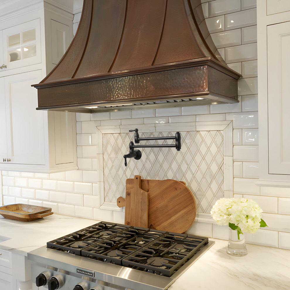 Copper Pot Filler Kitchen Faucet Wall-Mounted, Matte Black