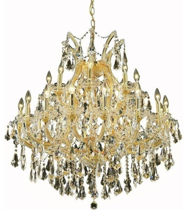 Elegant Maria Theresa Dining Room Light, Gold Finish With Royal Cut Crystal