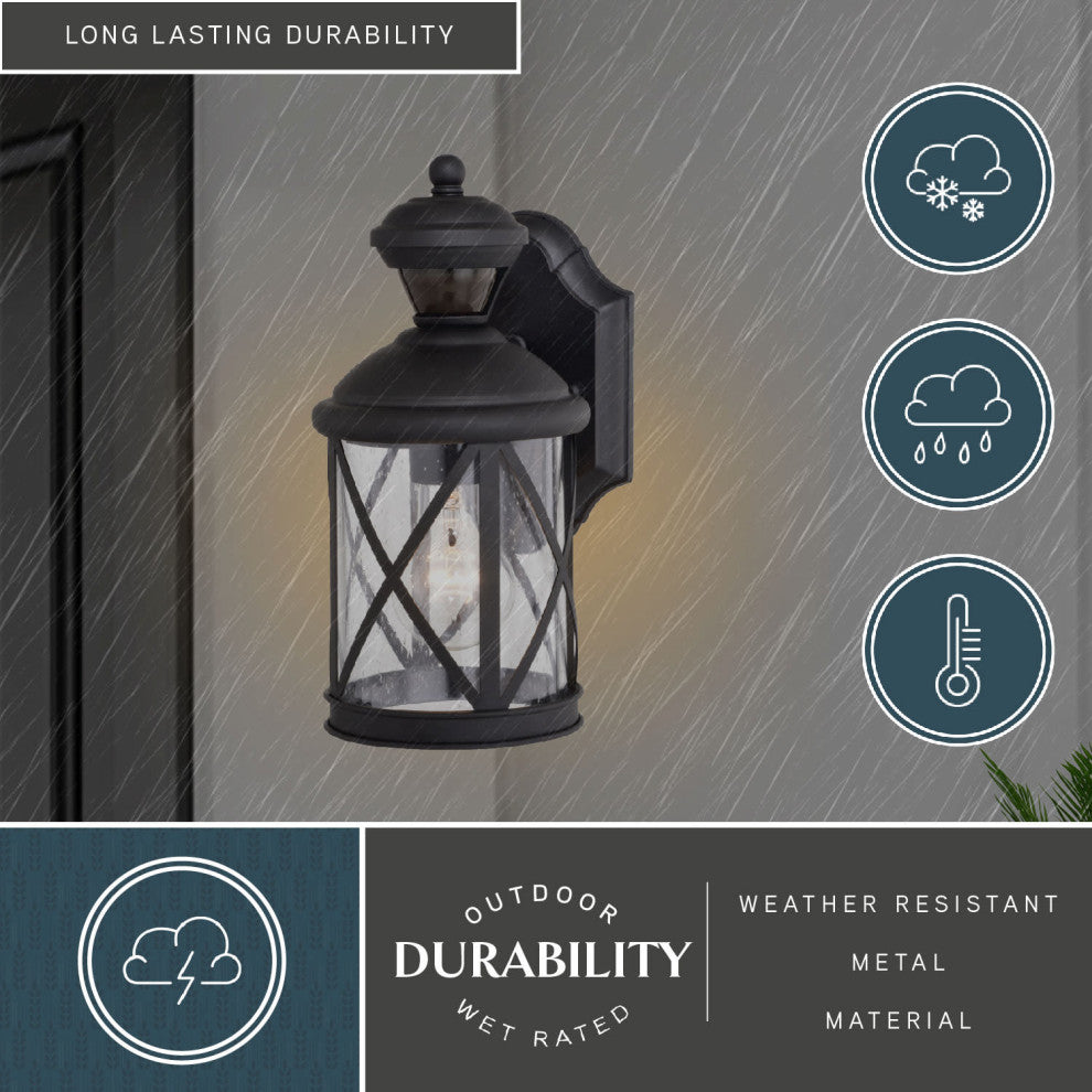 Henderson 1 Light Black Motion Sensor Dusk to Dawn Outdoor Wall Lantern